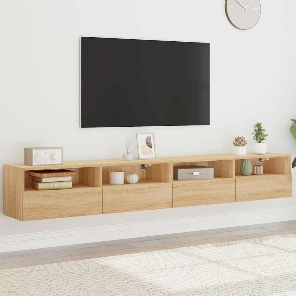TV Wall Cabinets 100x30x30 cm Engineered Wood 2 pcs Sonoma oak