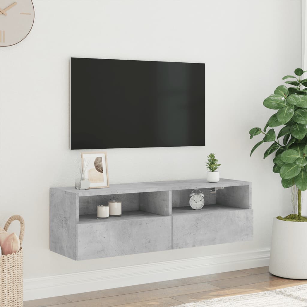 vidaXL TV Wall Cabinet Concrete Grey 100x30x30 cm Engineered Wood 3