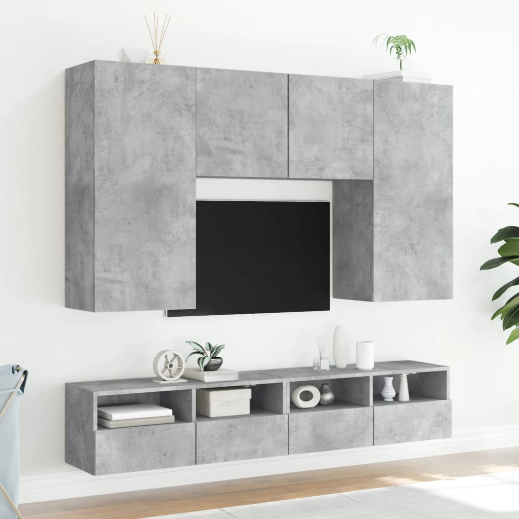vidaXL TV Wall Cabinet Concrete Grey 100x30x30 cm Engineered Wood 4