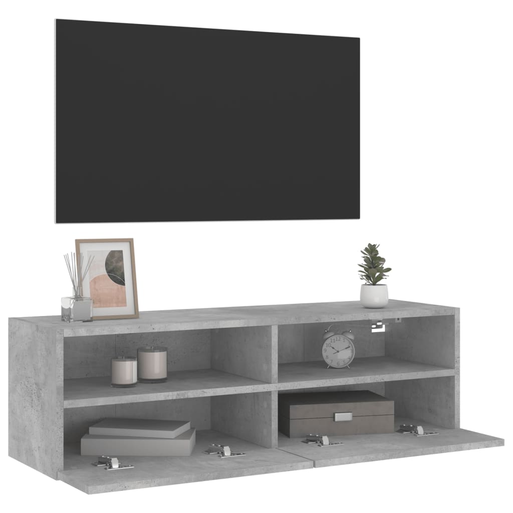 vidaXL TV Wall Cabinet Concrete Grey 100x30x30 cm Engineered Wood 5