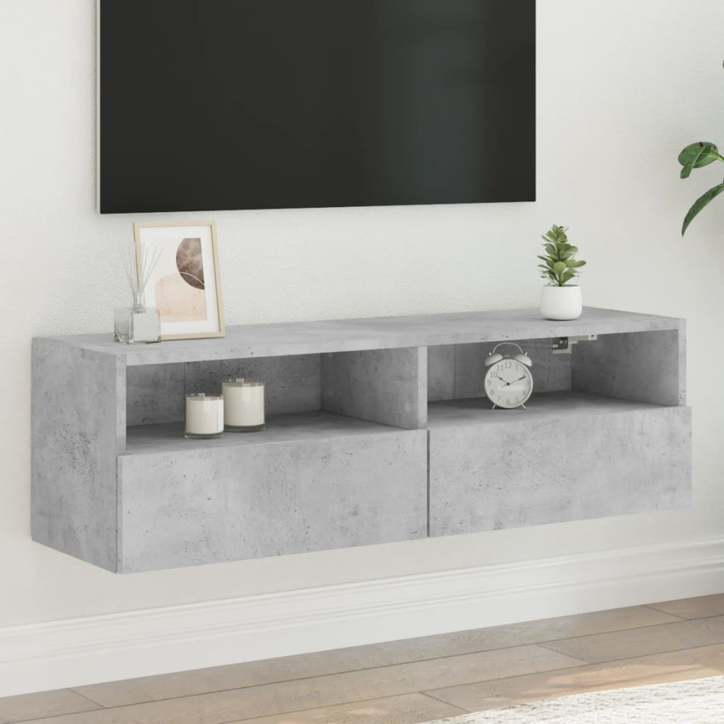 vidaXL TV Wall Cabinet Concrete Grey 100x30x30 cm Engineered Wood 1