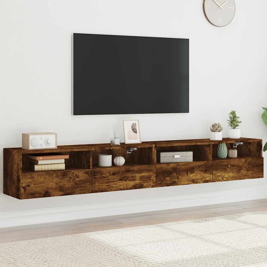 TV Wall Cabinets 100x30x30 cm Engineered Wood 2 pcs Smoked oak