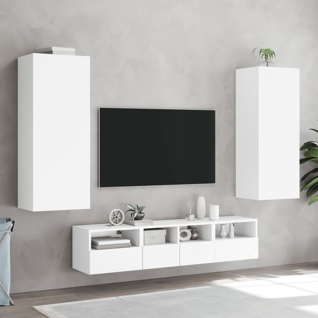 vidaXL TV Wall Cabinet White 40.5x30x102 cm Engineered Wood 4