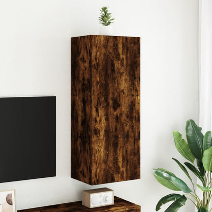 vidaXL TV Wall Cabinet Smoked Oak 40.5x30x102 cm Engineered Wood 3