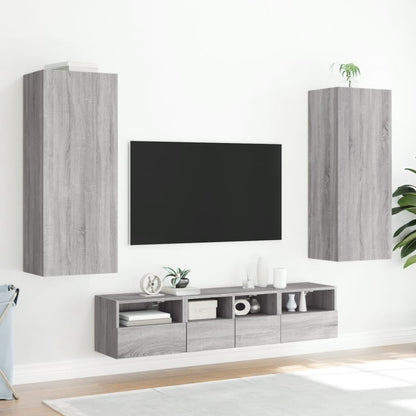 vidaXL TV Wall Cabinet Grey Sonoma 40.5x30x102 cm Engineered Wood 4