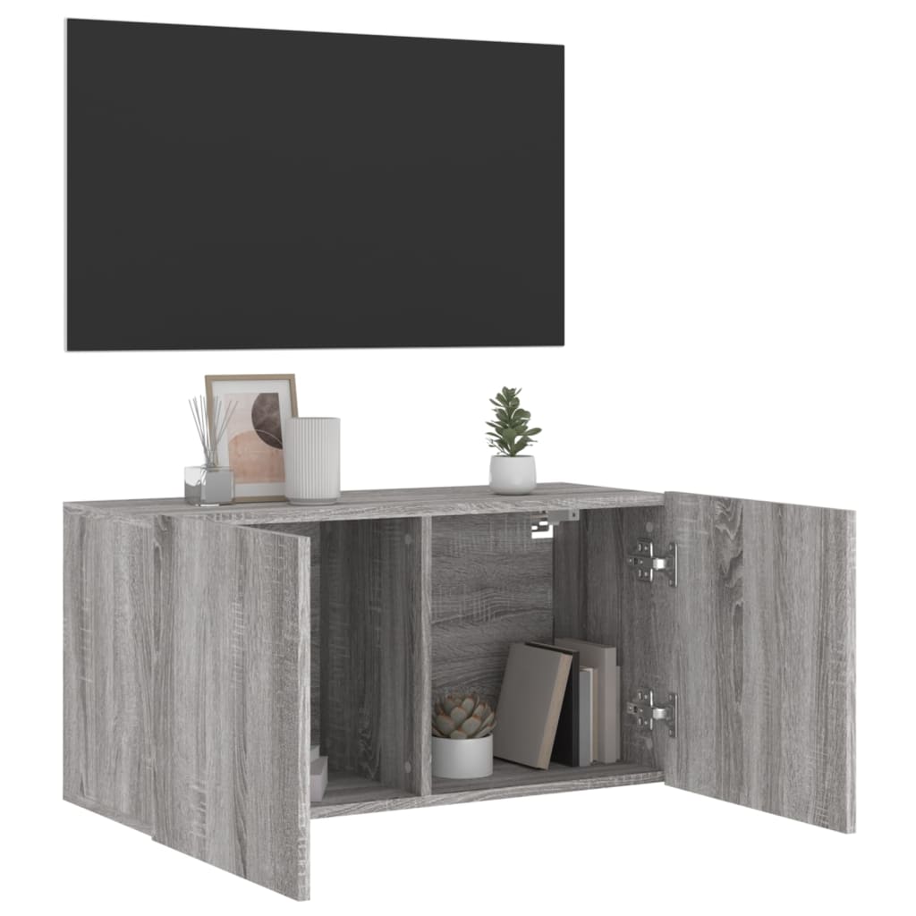 vidaXL TV Cabinet Wall-mounted Grey Sonoma 80x30x41 cm 4
