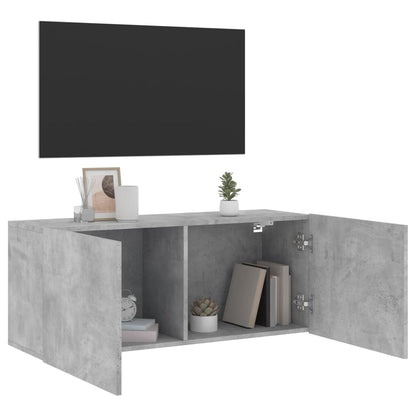 vidaXL TV Cabinet Wall-mounted Concrete Grey 100x30x41 cm 4
