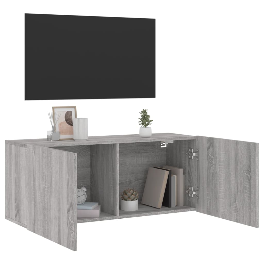 vidaXL TV Cabinet Wall-mounted Grey Sonoma 100x30x41 cm 4