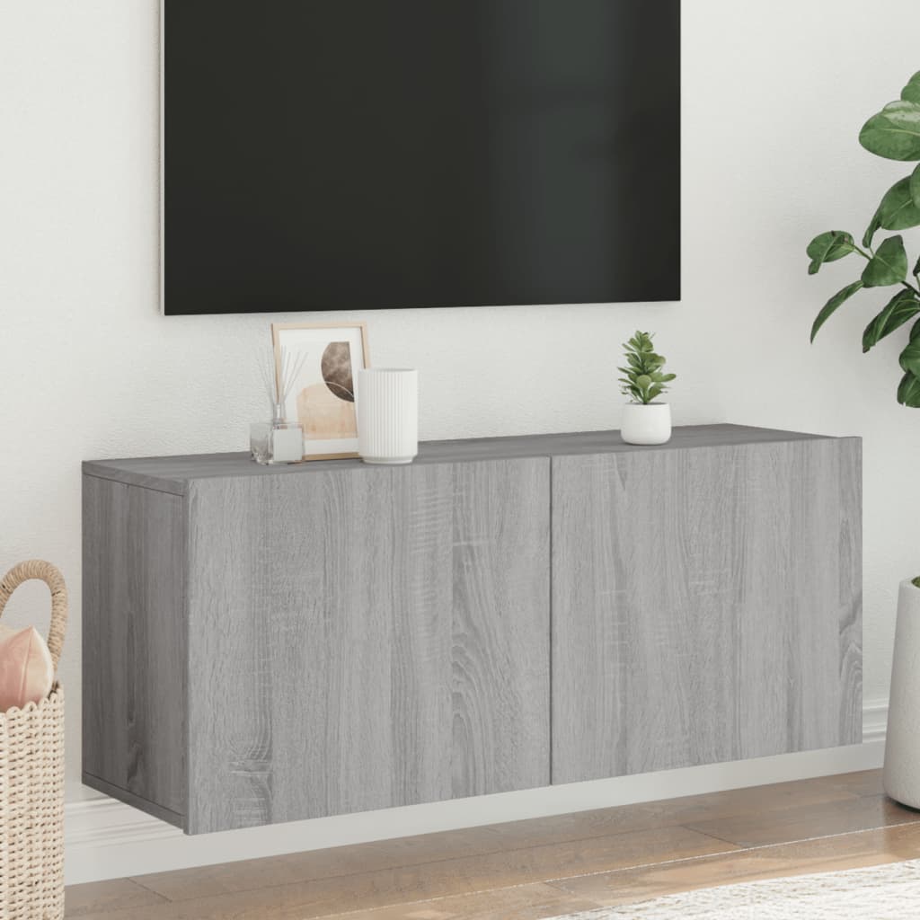 vidaXL TV Cabinet Wall-mounted Grey Sonoma 100x30x41 cm 1