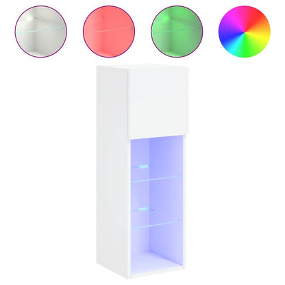 vidaXL TV Cabinet with LED Lights White 30.5x30x90 cm 2