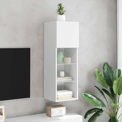 vidaXL TV Cabinet with LED Lights White 30.5x30x90 cm 4