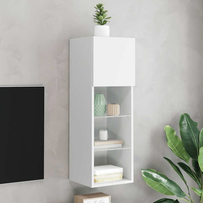 vidaXL TV Cabinet with LED Lights White 30.5x30x90 cm 1