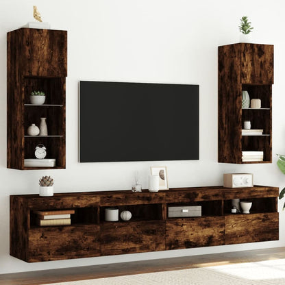 vidaXL TV Cabinet Set with LED Lights 30.5x30x90 cm 2 pcs