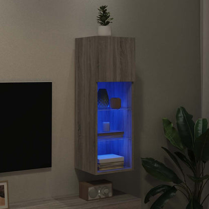 vidaXL TV Cabinet with LED Lights Grey Sonoma 30.5x30x90 cm 5