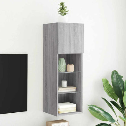 vidaXL TV Cabinet with LED Lights Grey Sonoma 30.5x30x90 cm 1