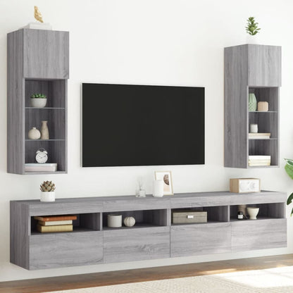 vidaXL TV Cabinet Set with LED Lights 30.5x30x90 cm 2 pcs