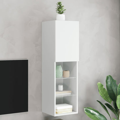 vidaXL TV Cabinet with LED Lights White 30,5x30x102 cm 1