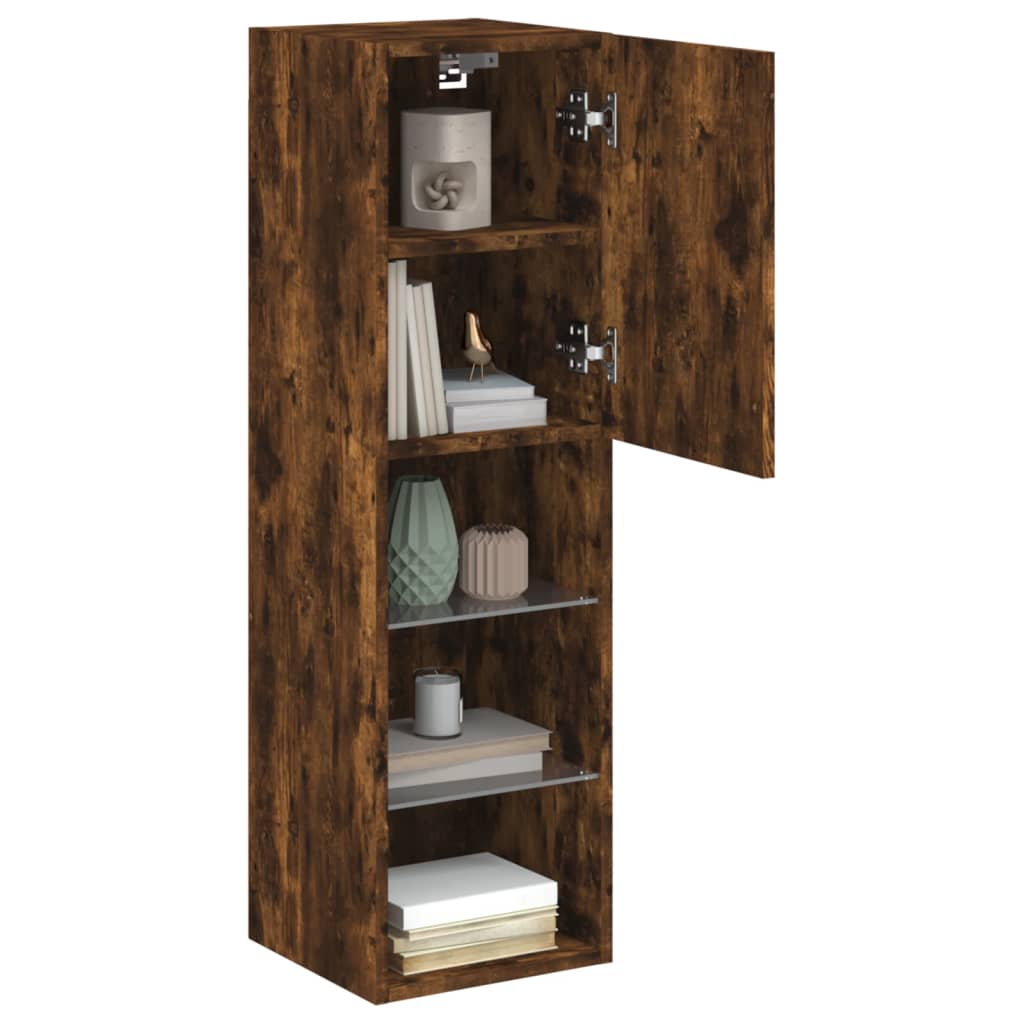 vidaXL TV Cabinet with LED Lights Smoked Oak 30.5x30x102 cm 6