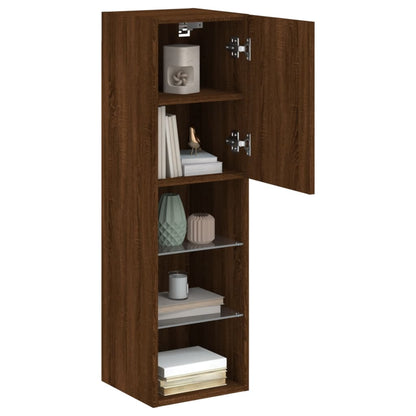 vidaXL TV Cabinet with LED Lights Brown Oak 30.5x30x102 cm 6