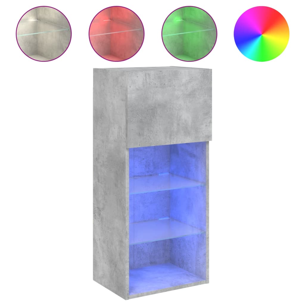 vidaXL TV Cabinet with LED Lights Concrete Grey 40.5x30x90 cm 2