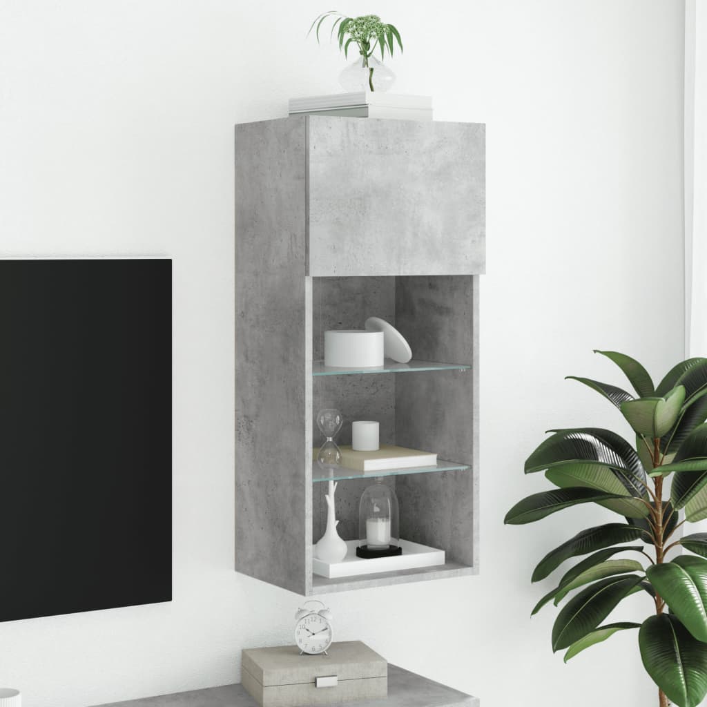 vidaXL TV Cabinet with LED Lights Concrete Grey 40.5x30x90 cm 3