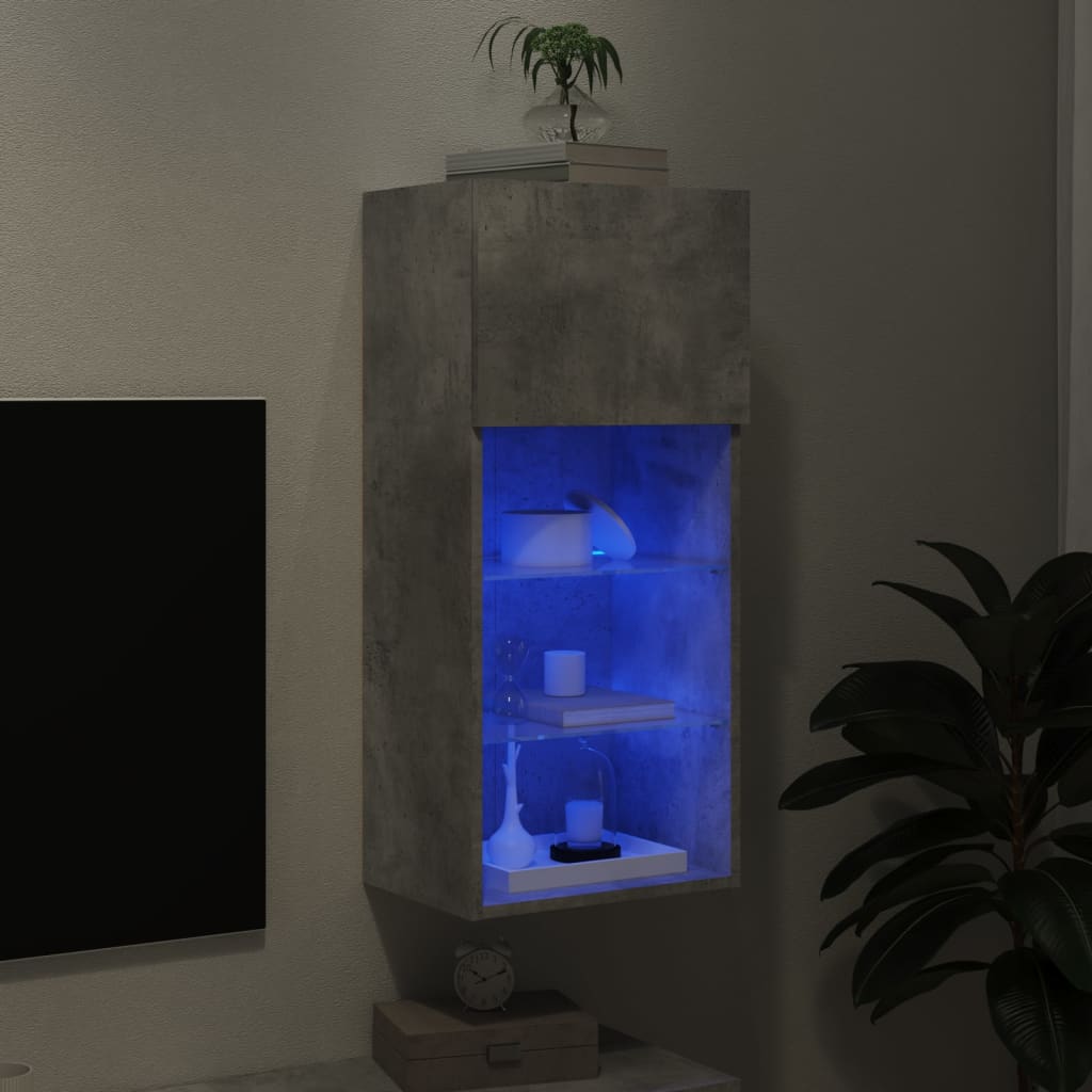 vidaXL TV Cabinet with LED Lights Concrete Grey 40.5x30x90 cm 4