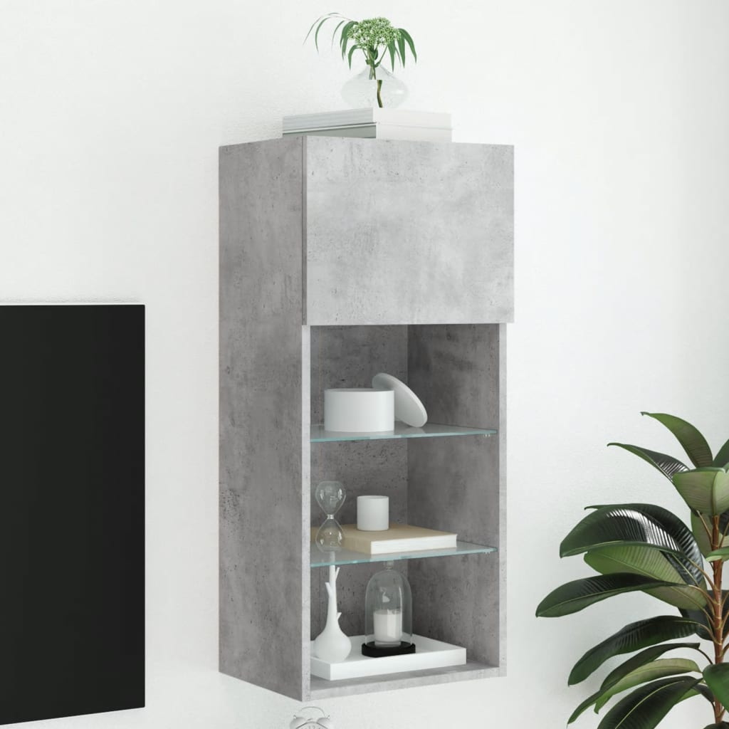 vidaXL TV Cabinet with LED Lights Concrete Grey 40.5x30x90 cm 1