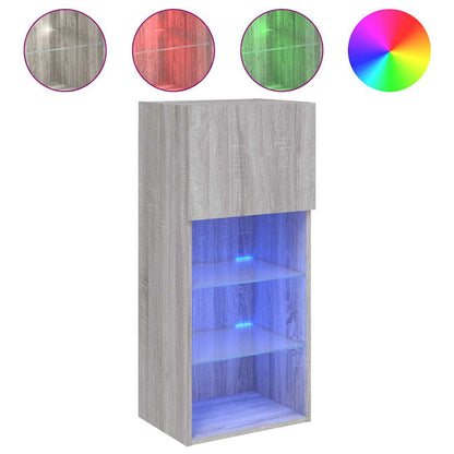 vidaXL TV Cabinet with LED Lights Grey Sonoma 40.5x30x90 cm 2