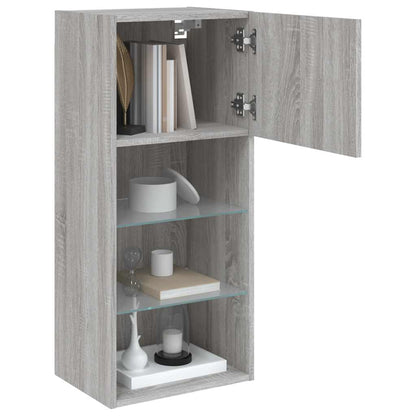 vidaXL TV Cabinet with LED Lights Grey Sonoma 40.5x30x90 cm 6