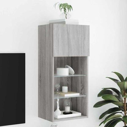 vidaXL TV Cabinet with LED Lights Grey Sonoma 40.5x30x90 cm 1