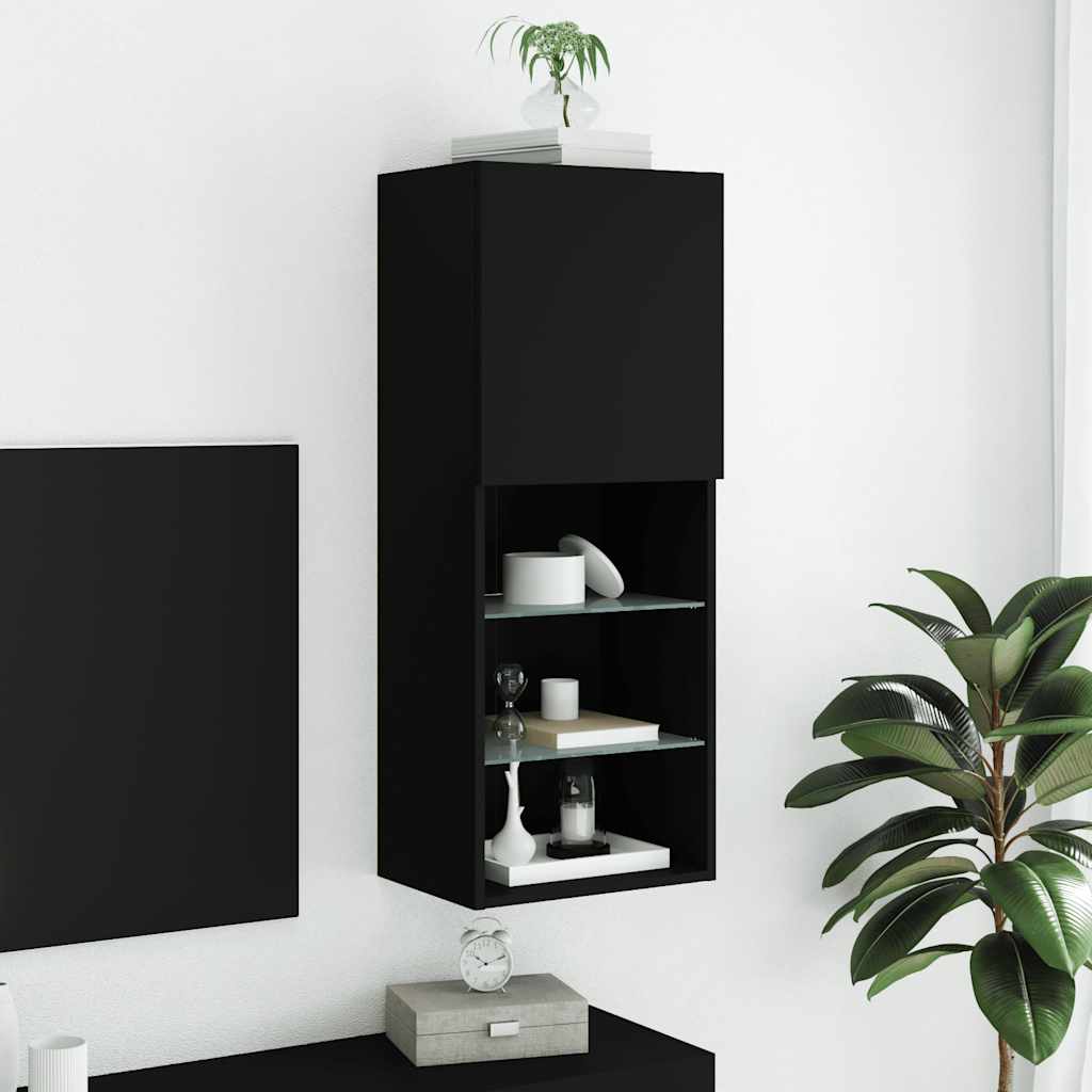 vidaXL TV Cabinet with LED Lights Black 40.5x30x102 cm 4