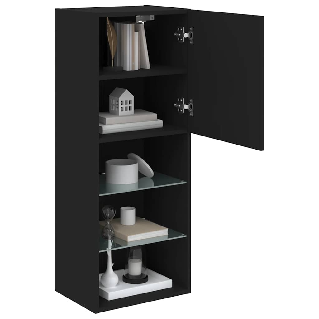 vidaXL TV Cabinet with LED Lights Black 40.5x30x102 cm 6