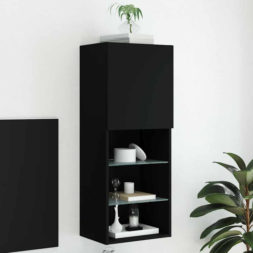 vidaXL TV Cabinet with LED Lights Black 40.5x30x102 cm 1
