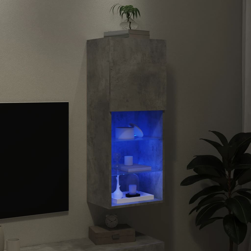 vidaXL TV Cabinet with LED Lights Concrete Grey 40.5x30x102 cm 5