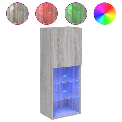 vidaXL TV Cabinet with LED Lights Grey Sonoma 40.5x30x102 cm 2