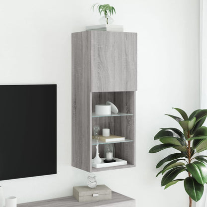 vidaXL TV Cabinet with LED Lights Grey Sonoma 40.5x30x102 cm 4