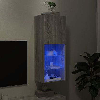 vidaXL TV Cabinet with LED Lights Grey Sonoma 40.5x30x102 cm 5