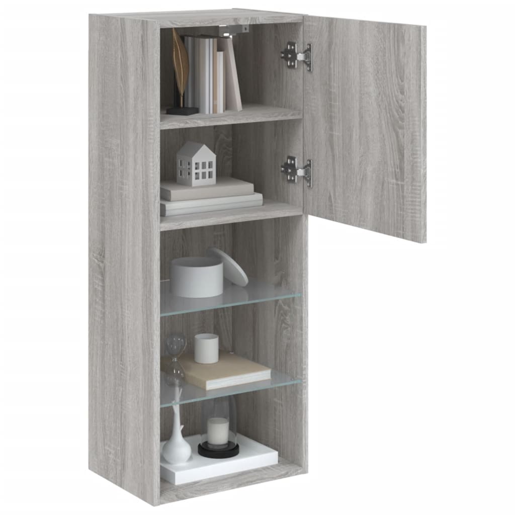 vidaXL TV Cabinet with LED Lights Grey Sonoma 40.5x30x102 cm 6