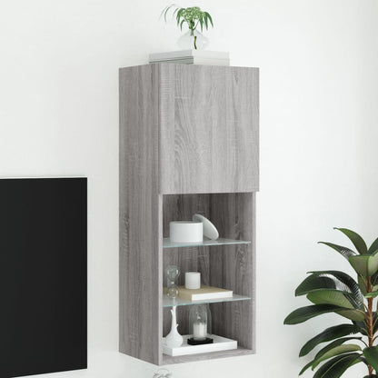 vidaXL TV Cabinet with LED Lights Grey Sonoma 40.5x30x102 cm 1