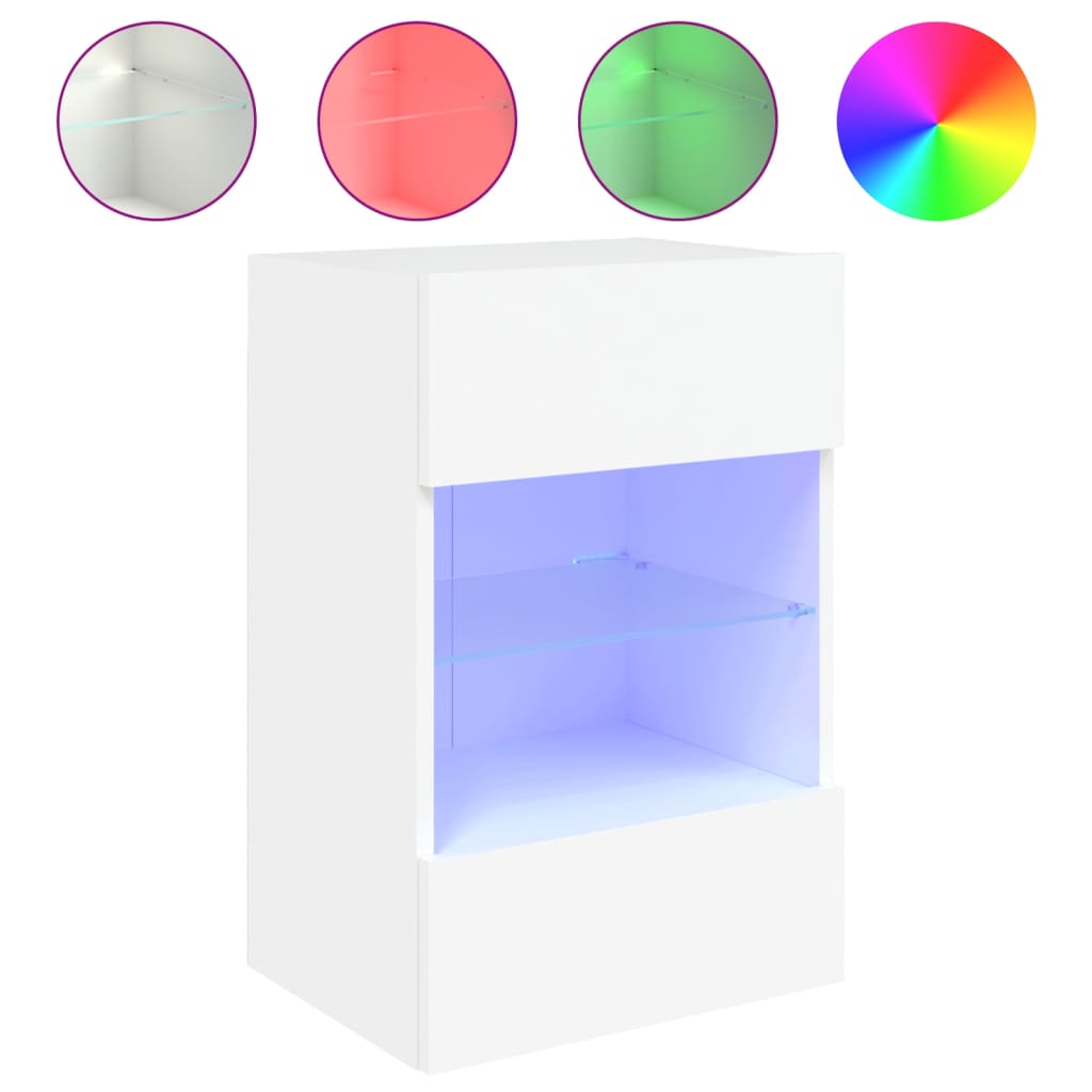 vidaXL TV Wall Cabinet with LED Lights White 40x30x60,5 cm 2