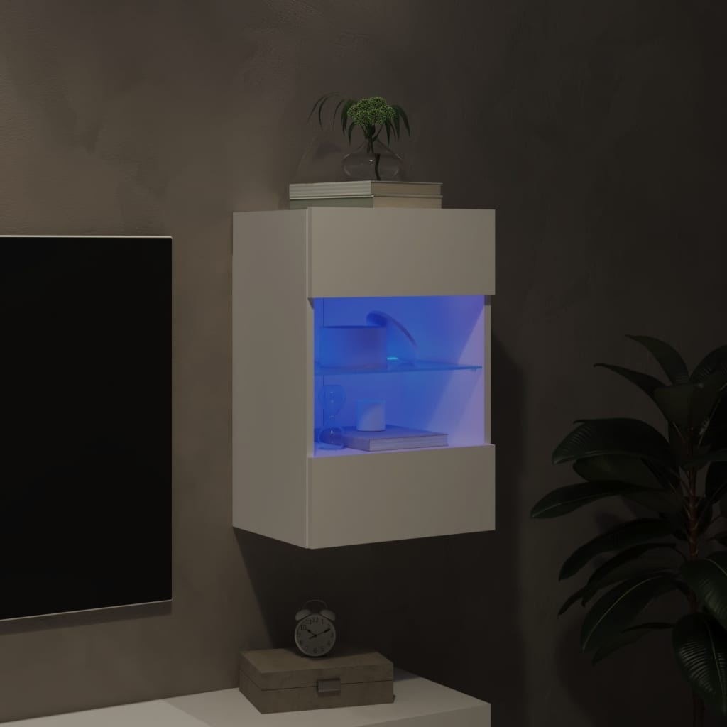 vidaXL TV Wall Cabinet with LED Lights White 40x30x60,5 cm 3