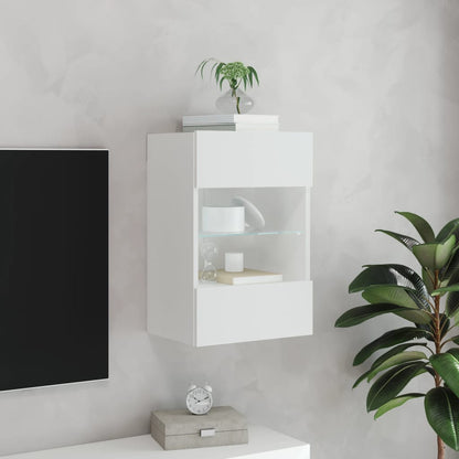 vidaXL TV Wall Cabinet with LED Lights White 40x30x60,5 cm 4