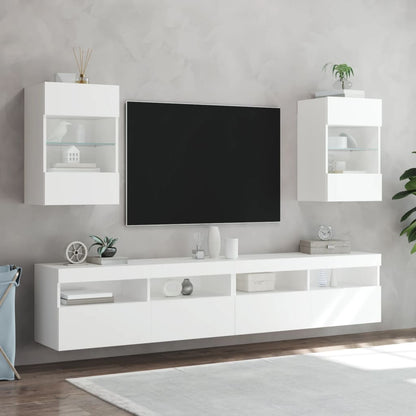 vidaXL TV Wall Cabinet with LED Lights White 40x30x60,5 cm 5