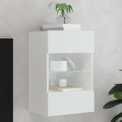 vidaXL TV Wall Cabinet with LED Lights White 40x30x60,5 cm 1