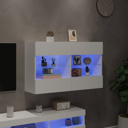 TV Wall Cabinet with LED Lights 98.5x30x60.5 cm White