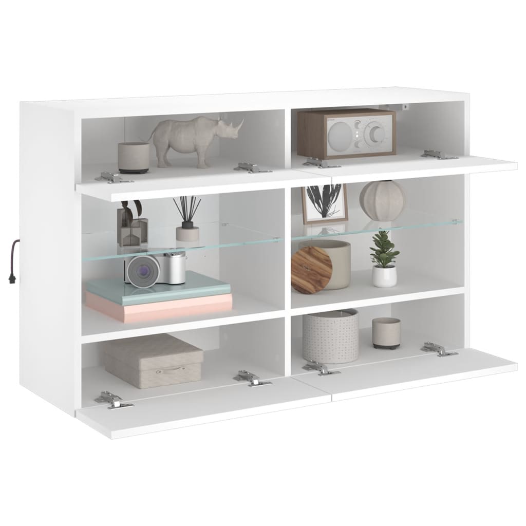 TV Wall Cabinet with LED Lights 98.5x30x60.5 cm White