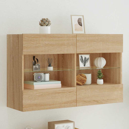 TV Wall Cabinet with LED Lights 98.5x30x60.5 cm Sonoma oak