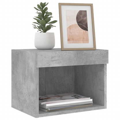 vidaXL Bedside Cabinets with LED Lights Wall-mounted 2 pcs Concrete Grey 6