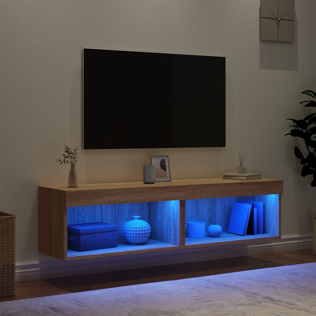 vidaXL TV Cabinets with LED Lights 2 pcs Sonoma Oak 60x30x30 cm 3