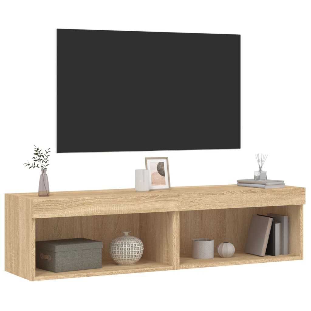 vidaXL TV Cabinets with LED Lights 2 pcs Sonoma Oak 60x30x30 cm 6